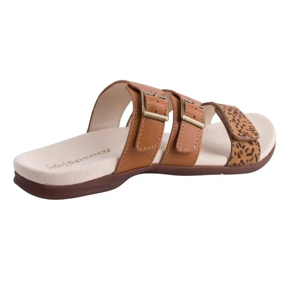 Spenco Revitalign Orchid Sandal Women 7.5 Saddle Cheetah Open Toe Slide HTAT1407